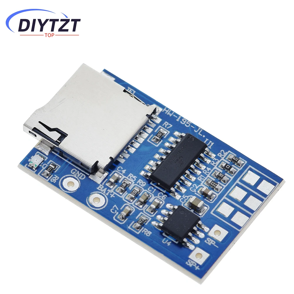 DIYTZT 1/5PCS GPD2846A Cartão TF Placa decodificadora MP3 Módulo amplificador 2W para Arduino GM Módulo de fonte de alimentação