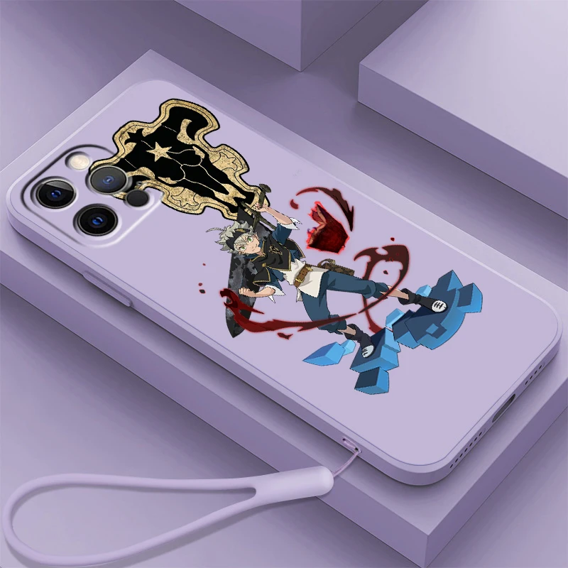 

B-Black Clover Anime Cool Liquid Rope For Apple iPhone 15 14 13 12 11 XS XR X 8 7 SE Pro Max Plus Mini Cover Phone Case