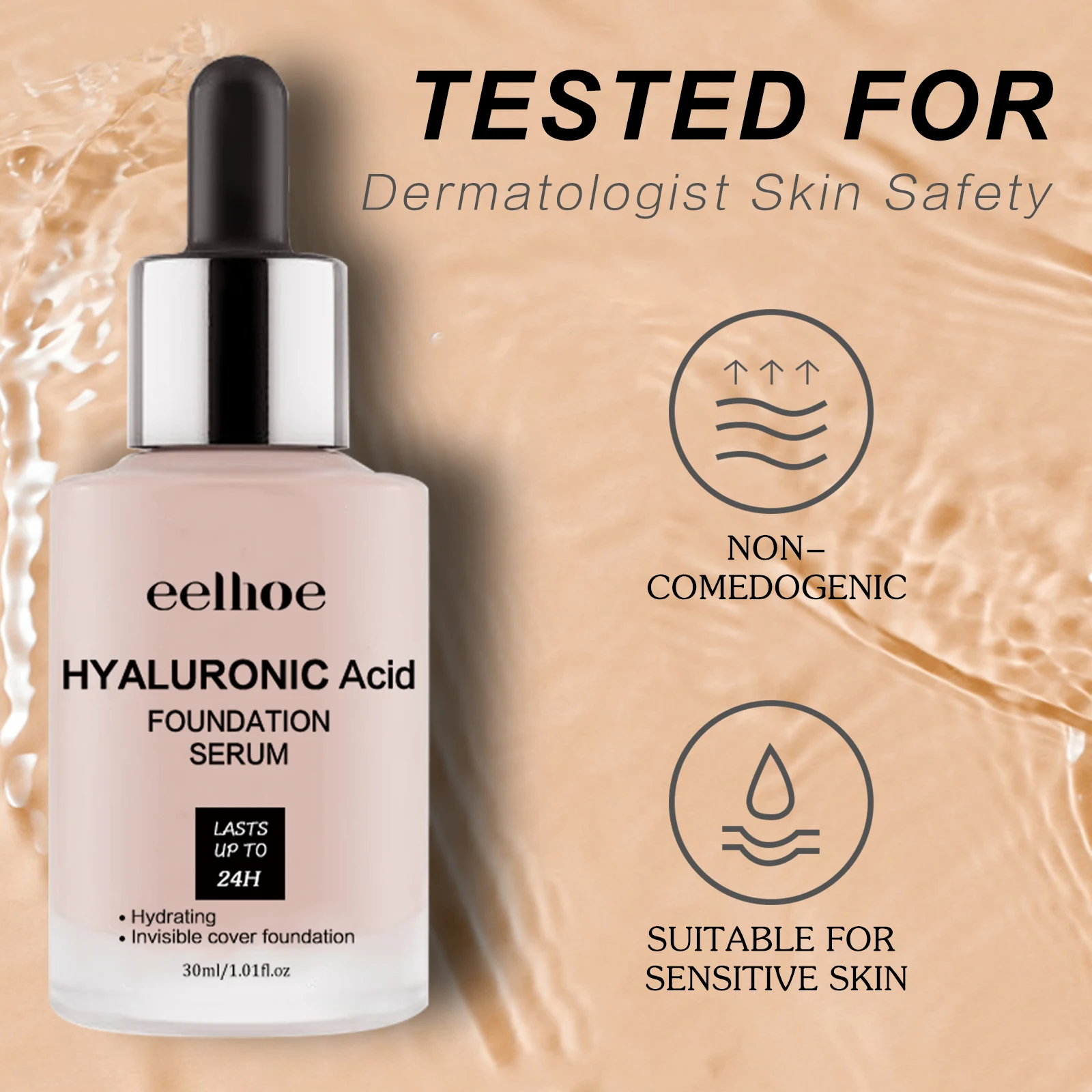 Sérums de fond de teint à l'acide hyaluronique, sans huile, couverture complète, correcteur, hydratant, longue durée, imperméable, crème, ensemble de 5 pièces