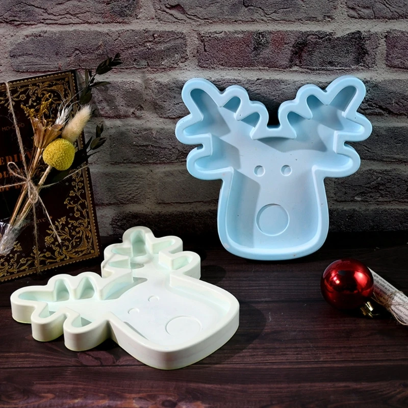 2025 New Crystal Epoxy Resin Jewelry Dish Mold Christmas Deer Shaped Tray Silicone Mold