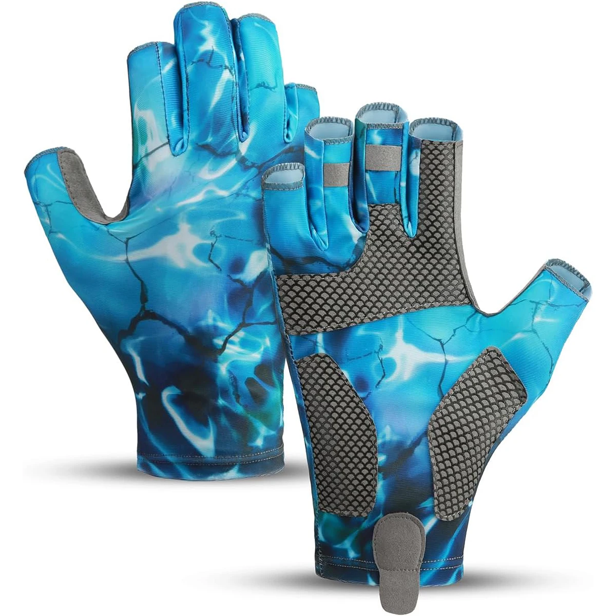 Men's Fishing Gloves Summer Women Ice Silk UPF50+ Sun Protection Non-slip Sea Fishing Anti-Cut Thin Fingerless Glove Breathable