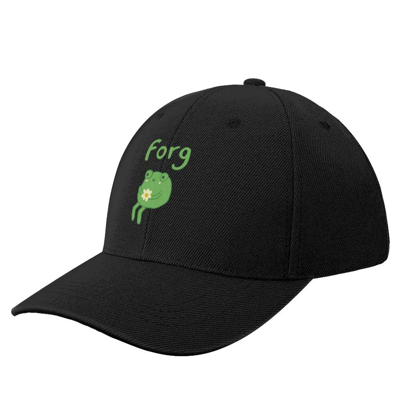 Funny Frog Birthday Cake: Cute Cottagecore Aesthetic with Sad Anime Toad Sitting with Flower Baseball Cap Golf Hat Mens Women's