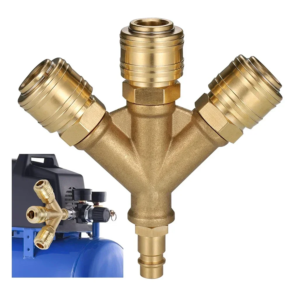 Four-way Interface Air Pipe Air Compressor Connector Quick Connector Copper-Plated Air Pipe Expansion Connection