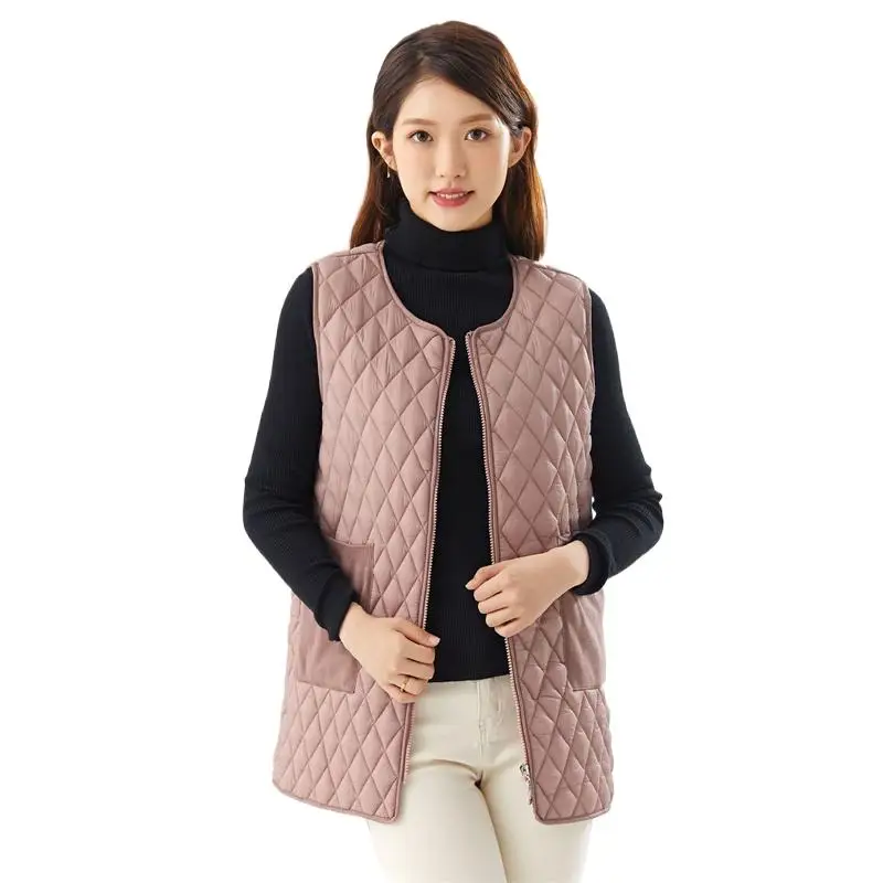 

Spring Autumn New Korean Fashion Lightweight Down Vest Coat Winter Plus Size Slim Fit Long Knitted Spliced Cotton Jacket Tank