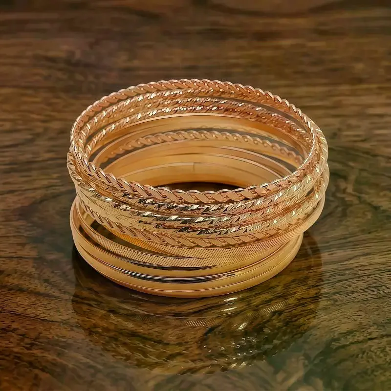 12Pcs Punk Curb Cuban Chain Bracelets Set For Women Miami Boho Thick Gold Color Charm Bracelets Bangles Fashion Jewelry