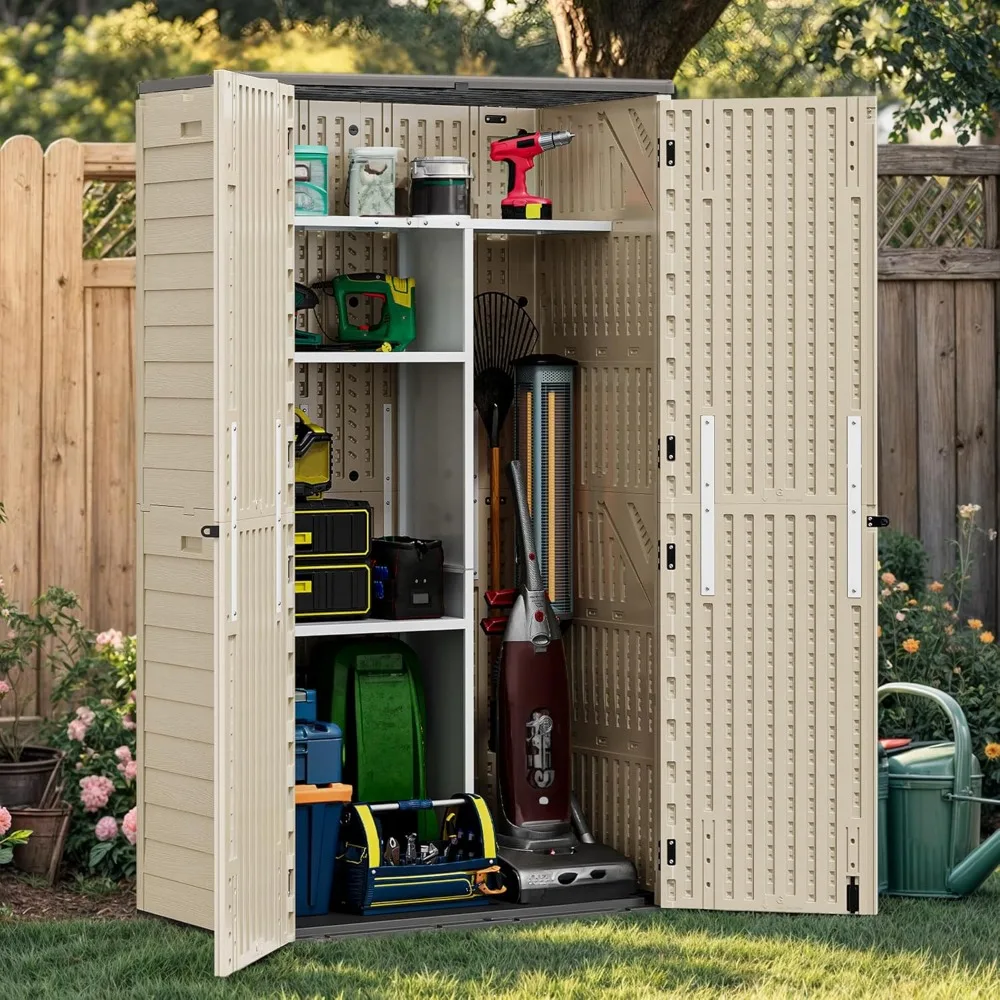 

60 cubic feet high outdoor storage shed, no shelves, resin vertical outdoor storage shed, large waterproof storage cabinet