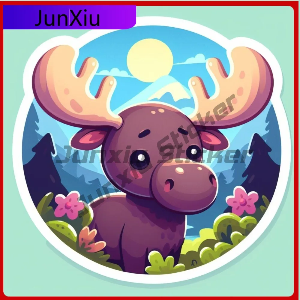 

Cute Moose Sticker toon Decal for Truck Nature Kid Waterproof Vinyl Decor Car Laptop Window Bumper