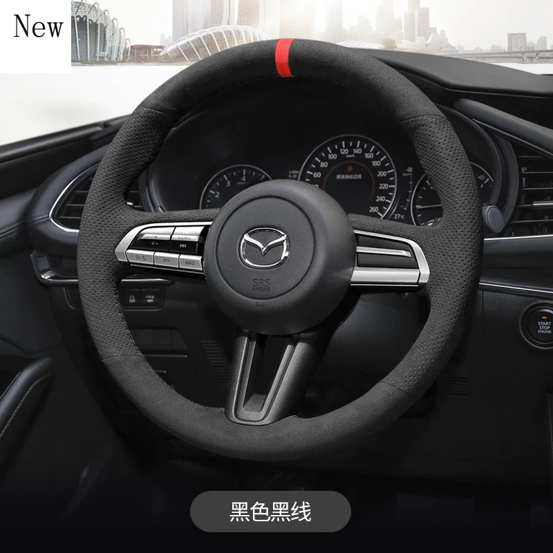 

Hand-Stitched Suede Car Steering Wheel Cover Set for Mazda 3 Cx-30 Cx-4 Cx-5 Atenza Car Assessoires Interior for Women