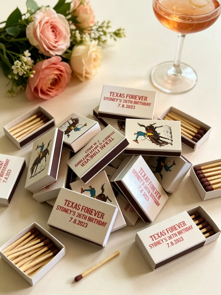 

Bulk Vintage Personalized Matchboxes Boho Rustic Wedding Bridal Shower Decor Favors