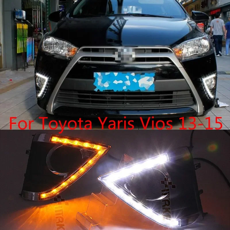 2pcs  Car LED Daytime Running Light DRL Daylight Fog Lamp Headlight Kit For Toyota Yaris vios DRL 2013 2014 2015