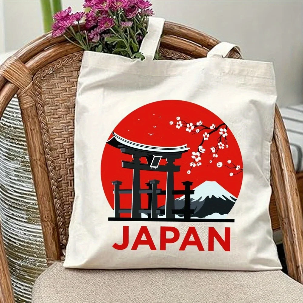 

Large Capacity Gym Canvas Tote Bag Asian White Canvas Handbag Fashionable Soft Handle Printed Casual Crossbody Bag for Middle...
