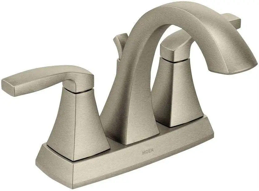 Voss Brushed Nickel Two-Handle High-Arc Centerset Bathroom Faucet with Drain Assembly, 6901BN