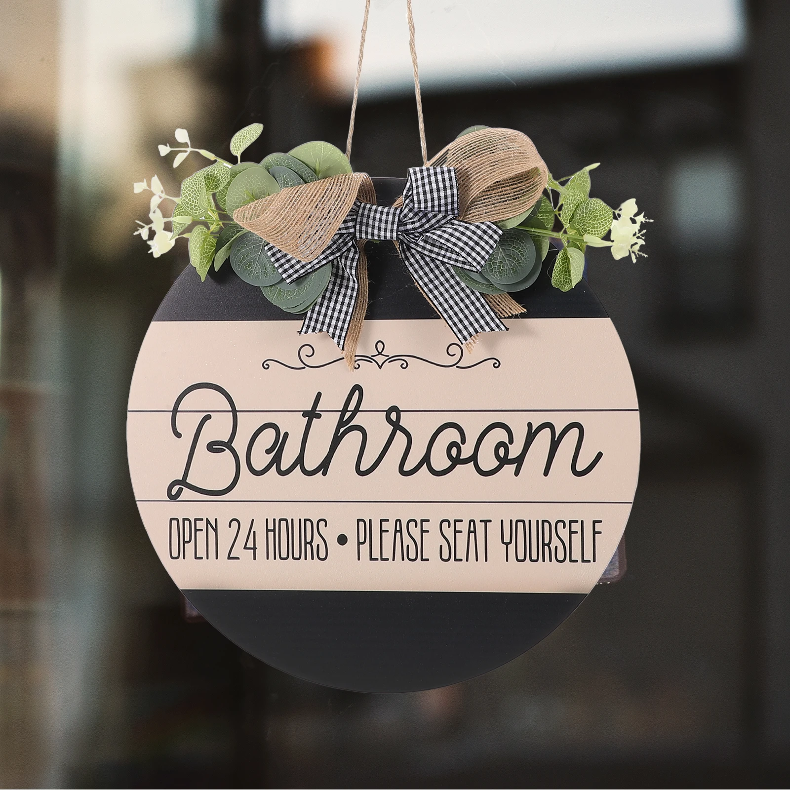 

Rustic Wooden Welcome Door Hanging Sign Farmhouse Bathroom Wall Decor Front Door Bathroom Decorative Plaque Wall Hanging Sign