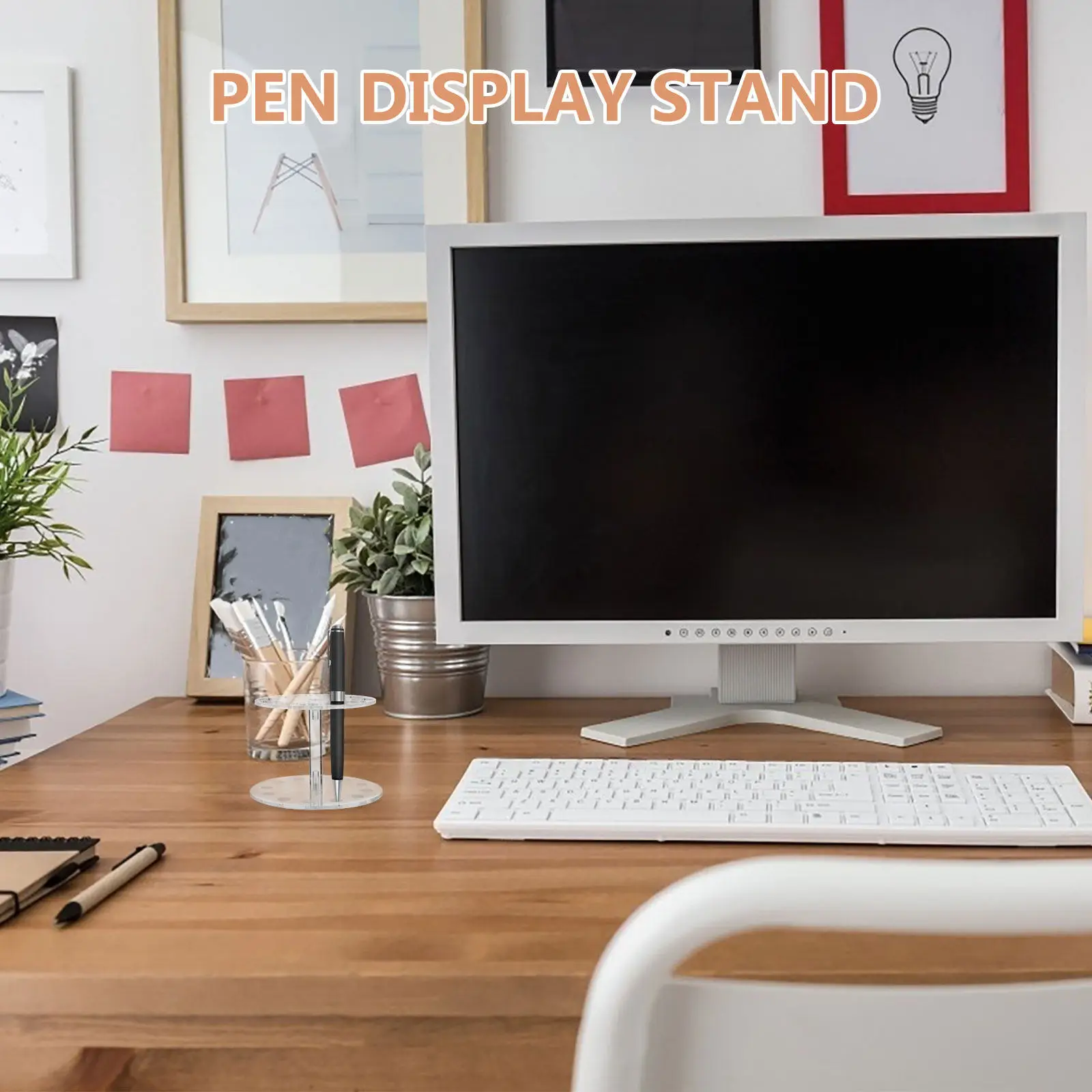 12-Slots Clear Pen Stand Acrylic Nail Brush Holder Eyebrow Pencil Holder Makeup Brush Organizer Office Desk Storage