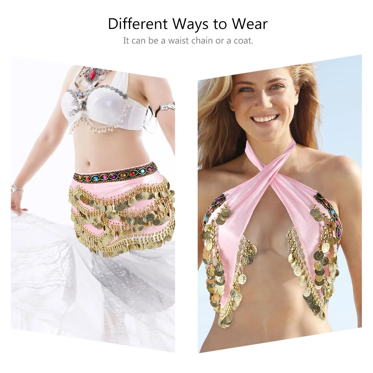 

1Pcs Orange Belly Dance Hip Scarf India Belt Durable Comfortable Tie Design Practice Performance Wrap Coins Diamonds