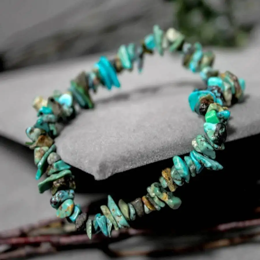 Handmade natural Turquoise ore irregular bead bracelet, men's cuff button bracelet, Ramadan prayer bead bracelet 4