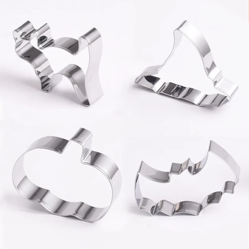 Creative Halloween Stainless Steel Biscuit Mould Pumpkin Bat Ghost Coffin Wizard Hat Black Cat Cookie Mould Baking Die