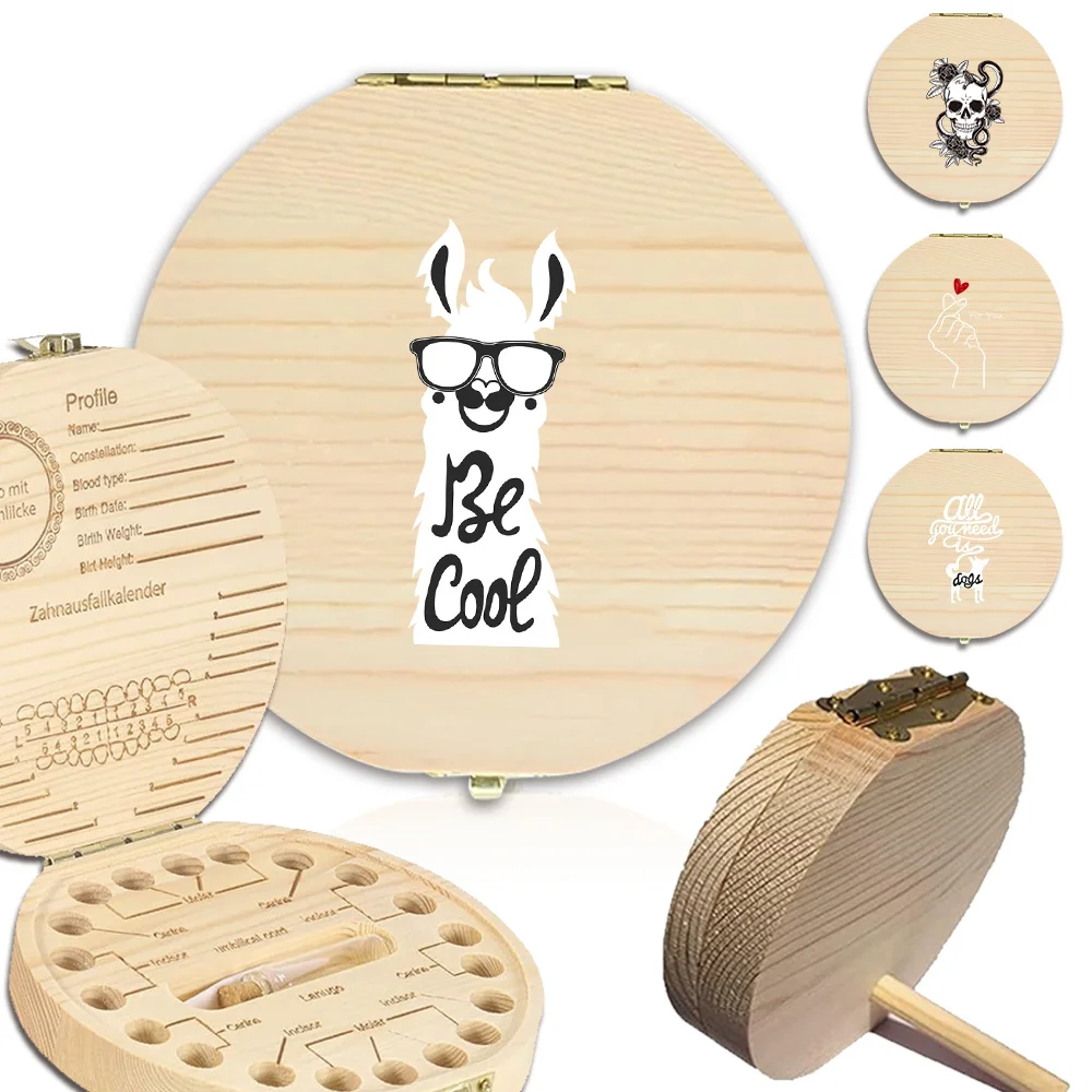 Wooden Keepsake Teeth Box Wood Memory Storage Case for Teeth, Umbilical Cord Preservation Lost Tooth Souvenir Collection Box