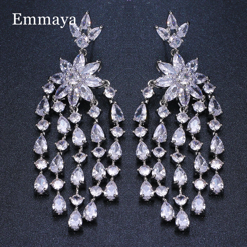 Emmaya Bridal Wedding Party Hot Sale AAA Zirconia Tassel Earring For Women&Girls Exquisite Dress-Up Charming Jewelry Fancy Gift