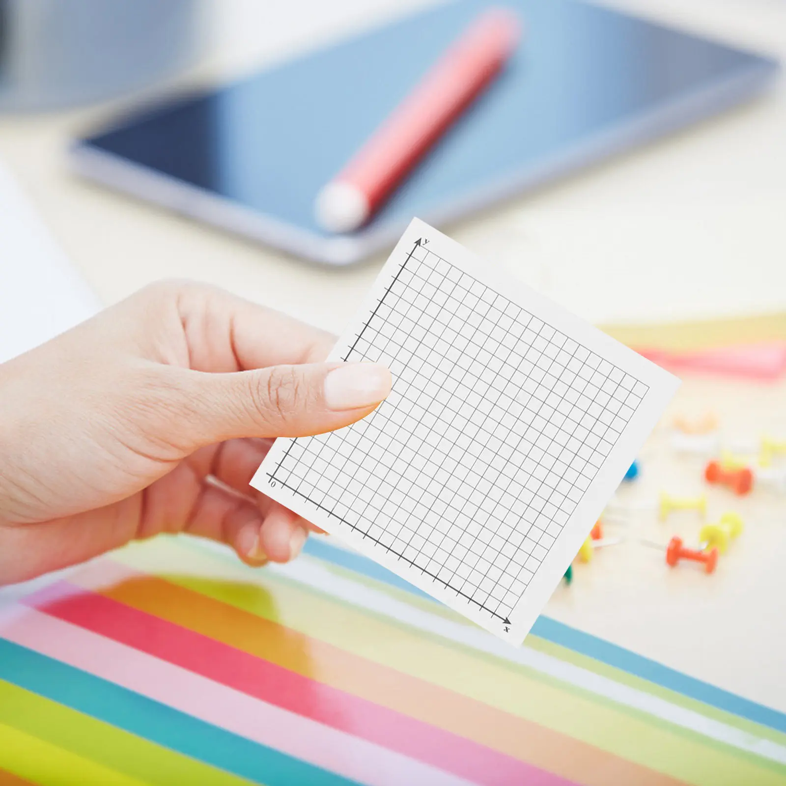 6Pcs Grid Pattern Extra Strong Adhesion Easy Tear Off Self Stick Memo Pads for Task Tracking and Organization
