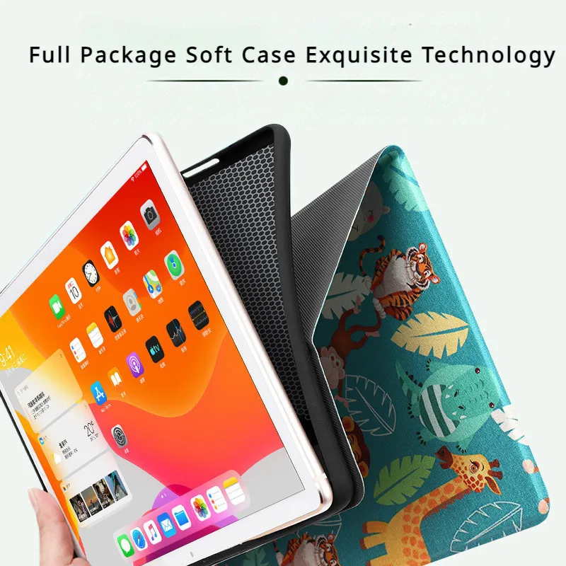 For Samsung Galaxy A8 10.5 (2021) SM-X200 X205 Magnetic Smart Cover Painted Full TPU Soft Case with Sleep Wake Stand Cover +pen