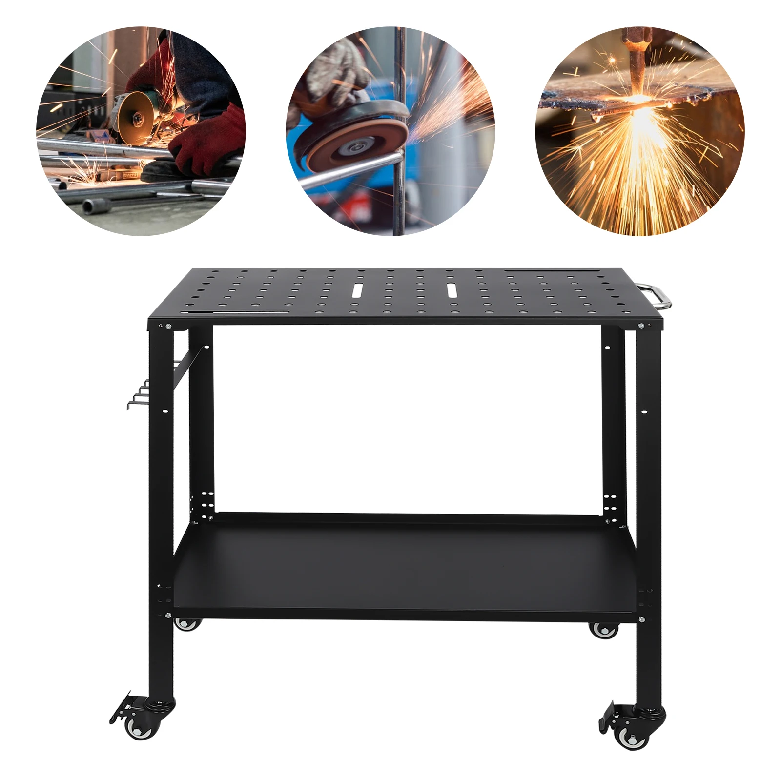 Mesa de soldagem com alta capacidade de carga, grande espaço de trabalho, slots e furos ajustáveis para fixação, perfeita para soldagem irregular