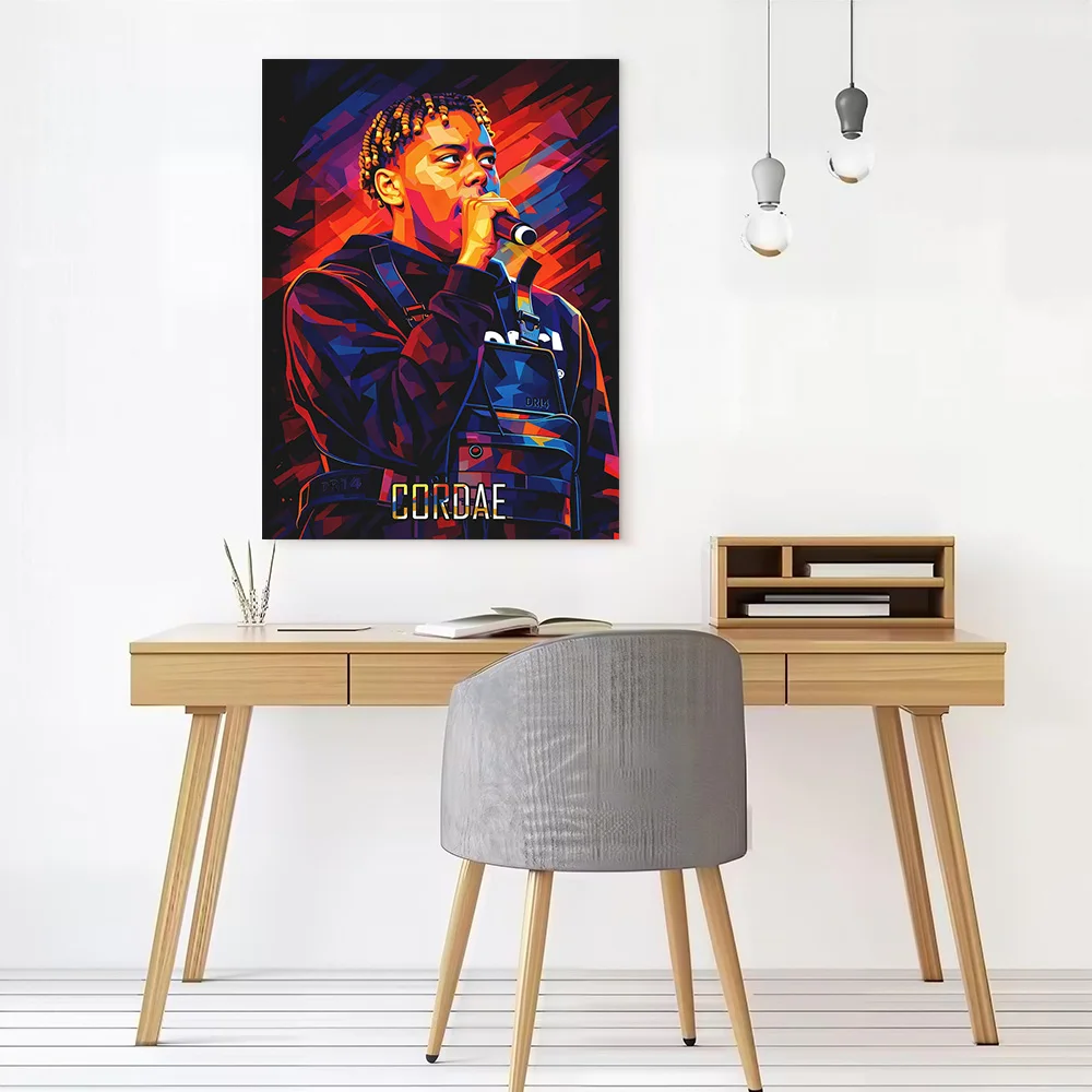 Cordae Performing With Microphone Printed Canvas Poster Personalized High Quality Wall Art Paintings for Living Room Decoration