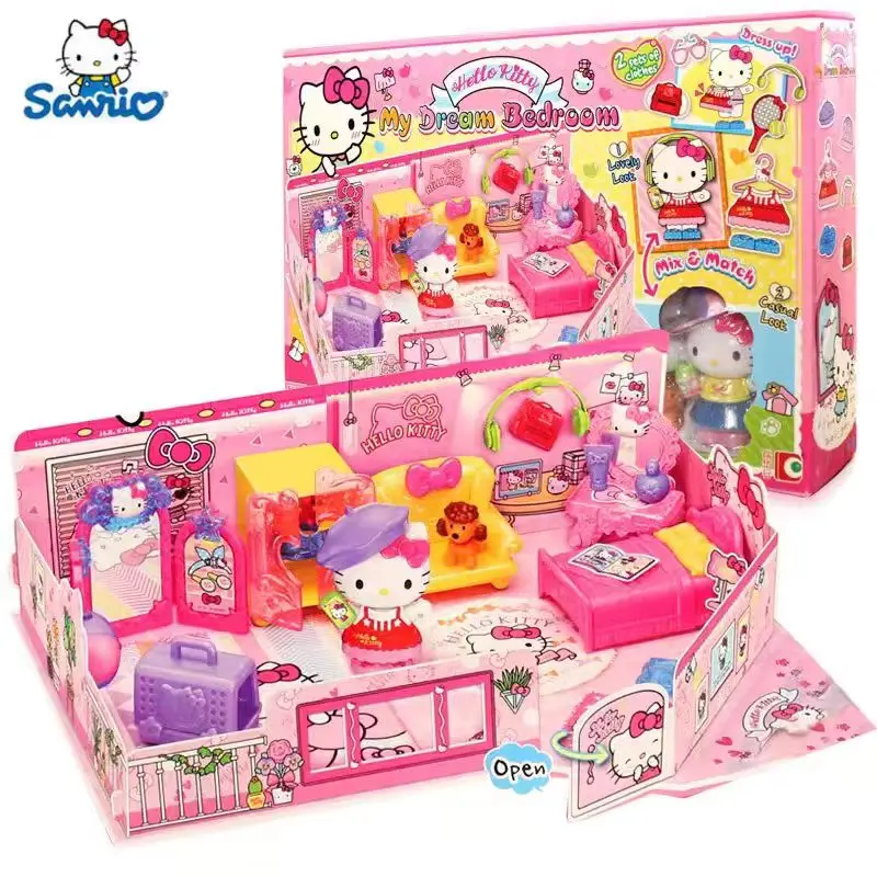 Hello Kitty's veelzijdige styling droomkamer 50127 aankleedpop meisje simulatie kamer meubilair speelhuis speelgoed