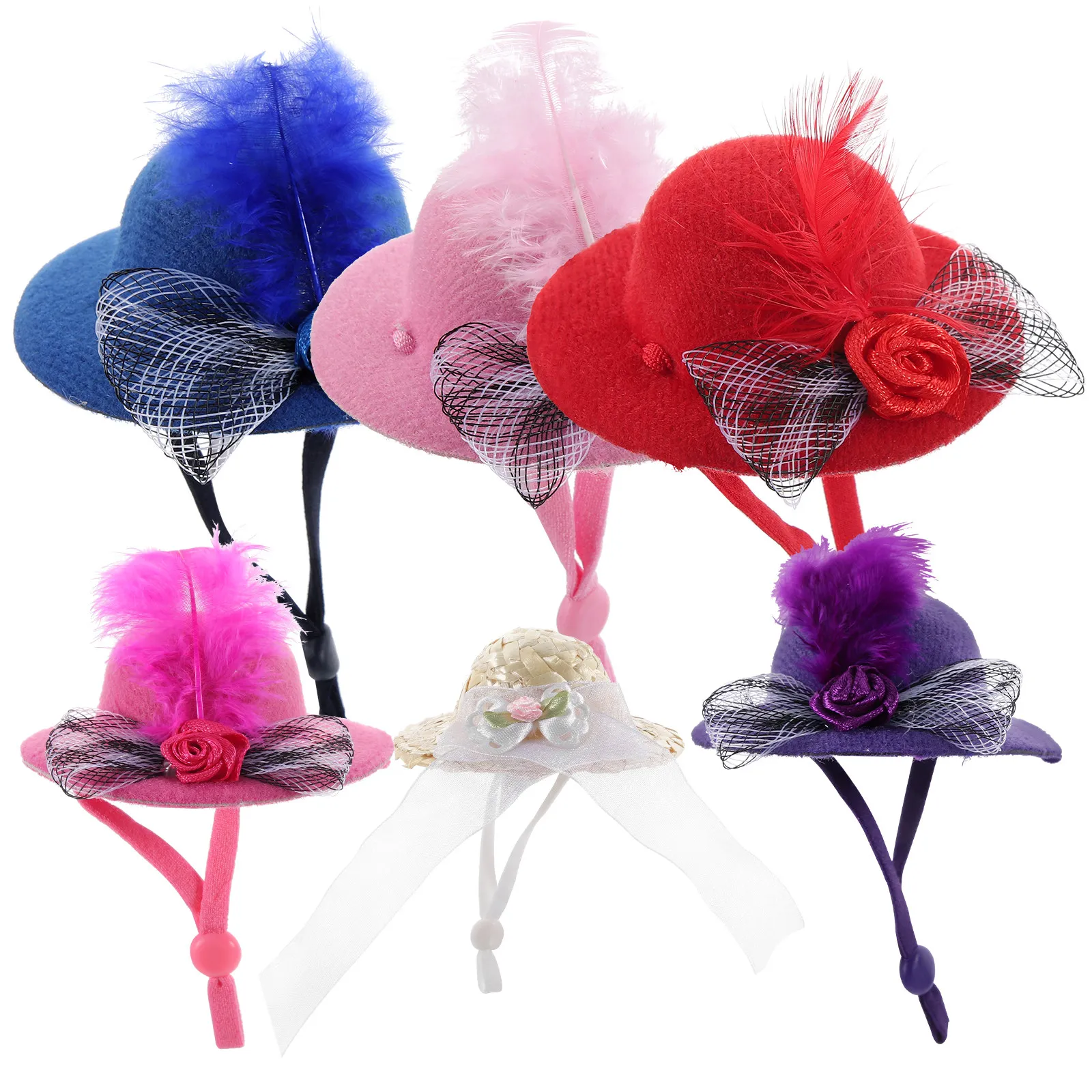 6Pcs Mini Hats Miniature Tea Party Caps Tiny Fancy Top Hats for Craft Decoration Hair for Crafts Miniature Hat
