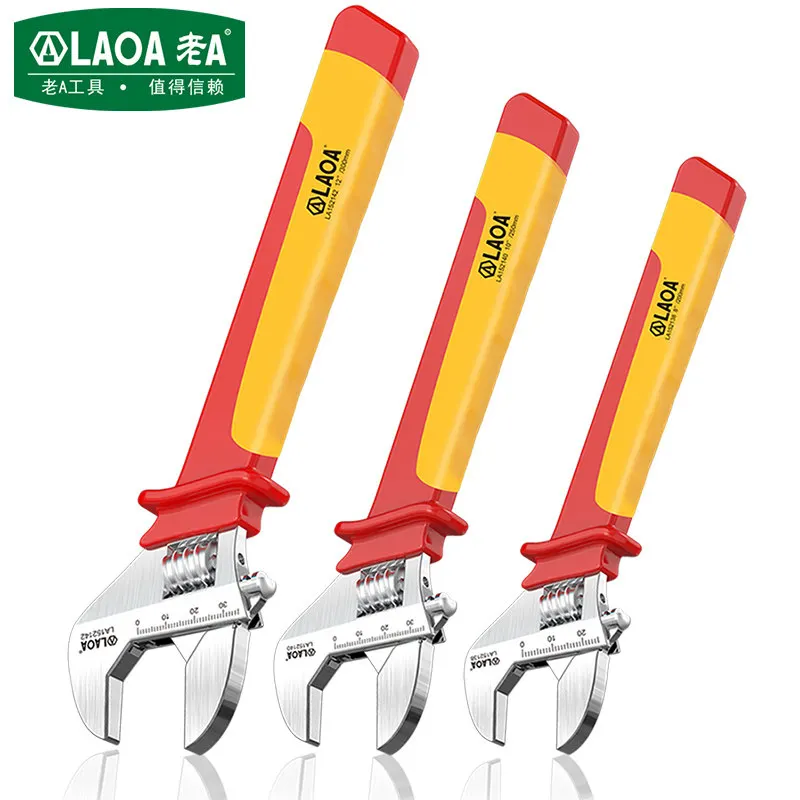 LAOA Insulated Adjustable Wrench 8/10/12 Inch 1000V High Voltage Resistant Electrician Anti-Shock Spanner