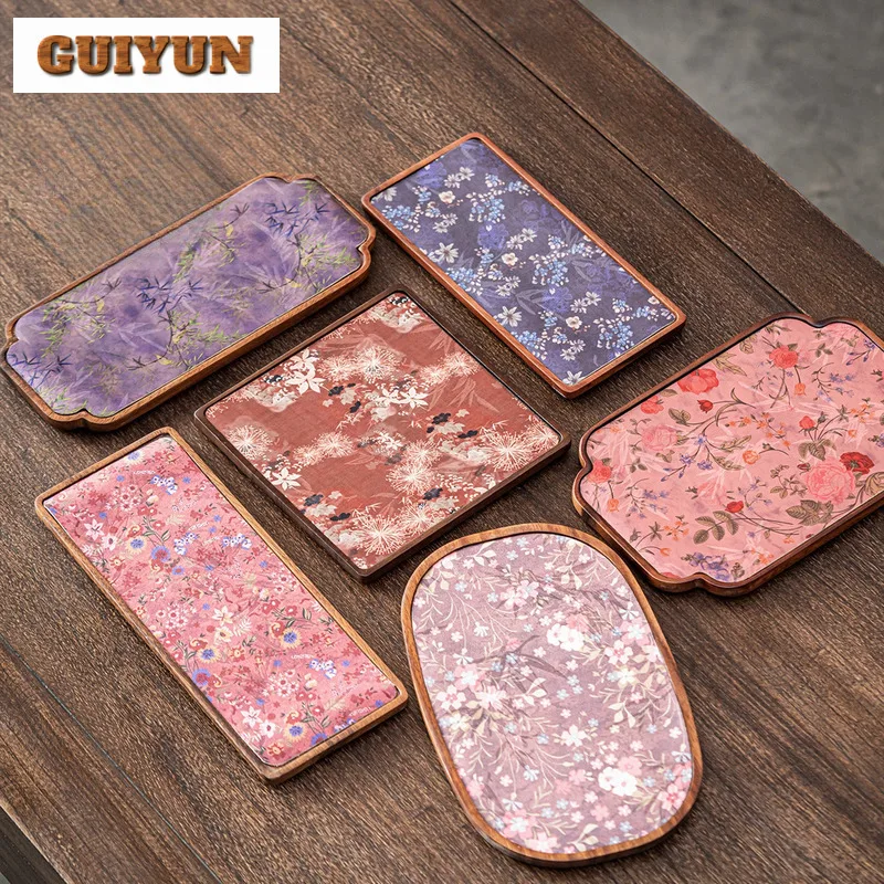 

Walnut Embroidered Tea Tray Cake Rack Coffee Storage Board Teapot Mat Dishes For Serving Tableware Accessories Decoration Craft