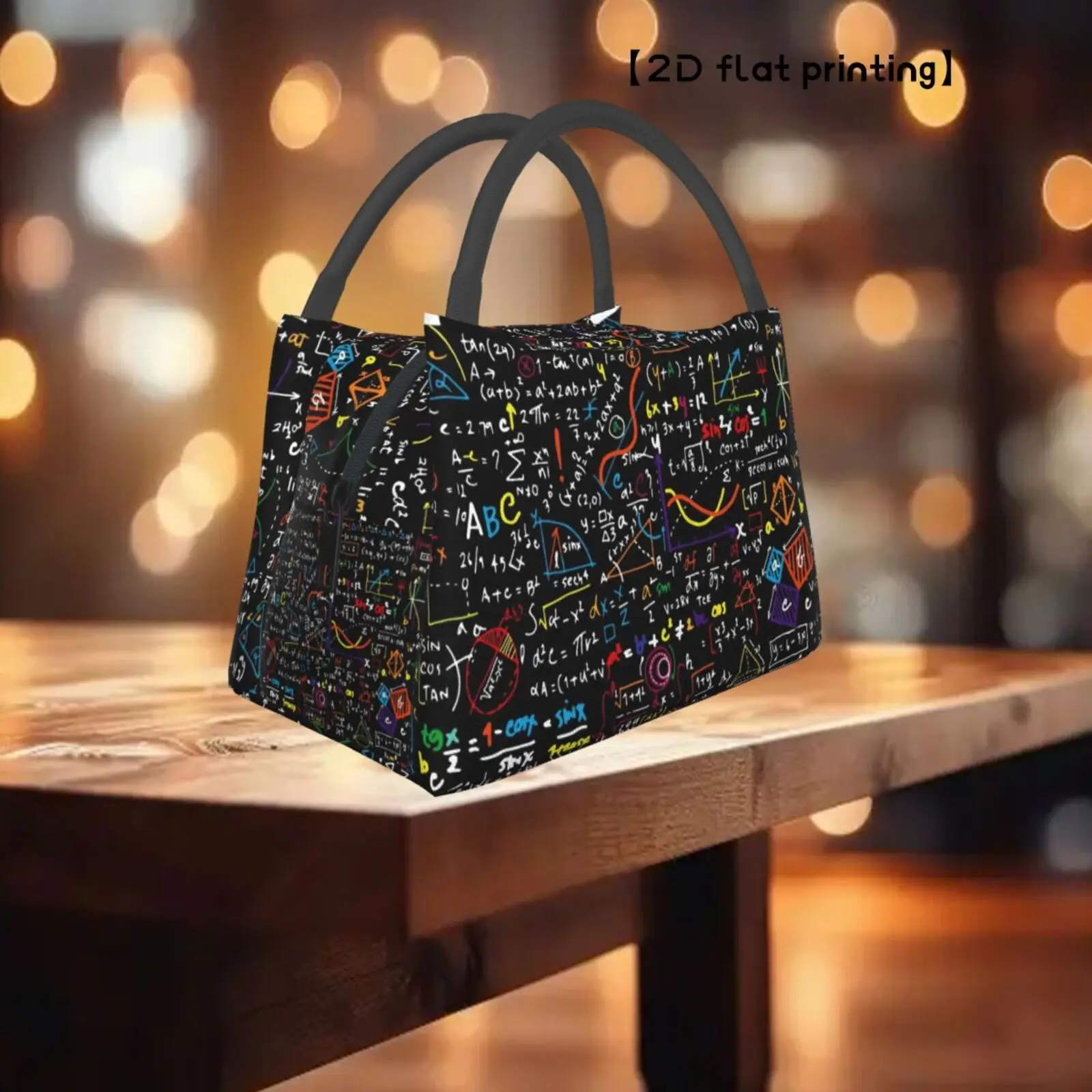 Math Formula Print Insulated Lunch Bag Durable Oxford Fabric Cooler Tote for Work Travel