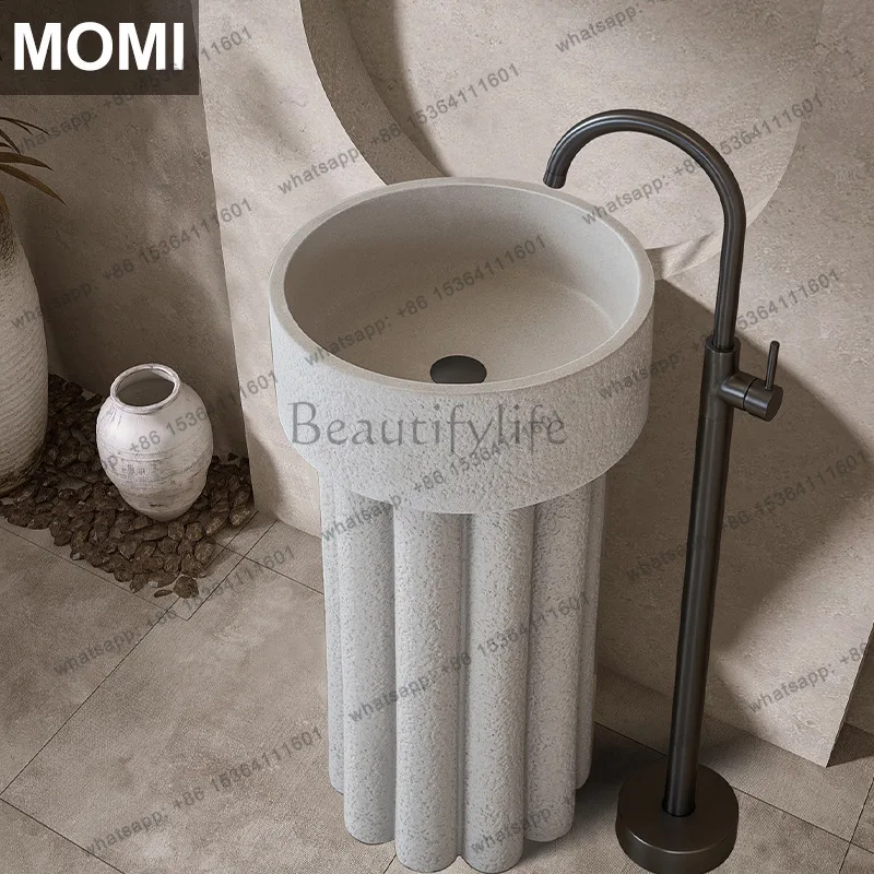 Wabi Sand cream wind column wash basin household floor type integrated outdoor courtyard wash basin