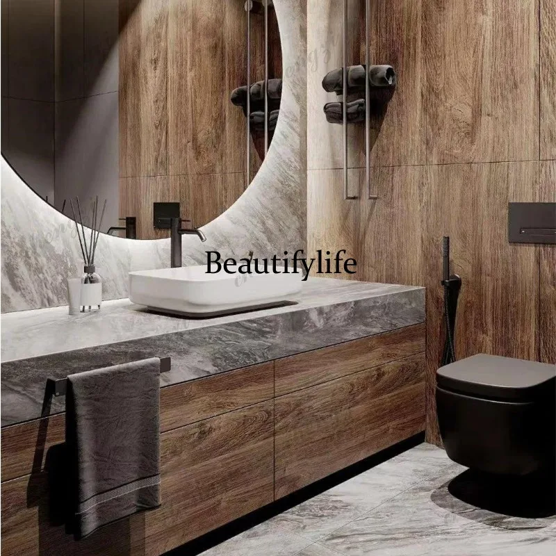 Duravit style bathroom counter basin sink minimalist bathroom cabinet wabi sandy wind basin