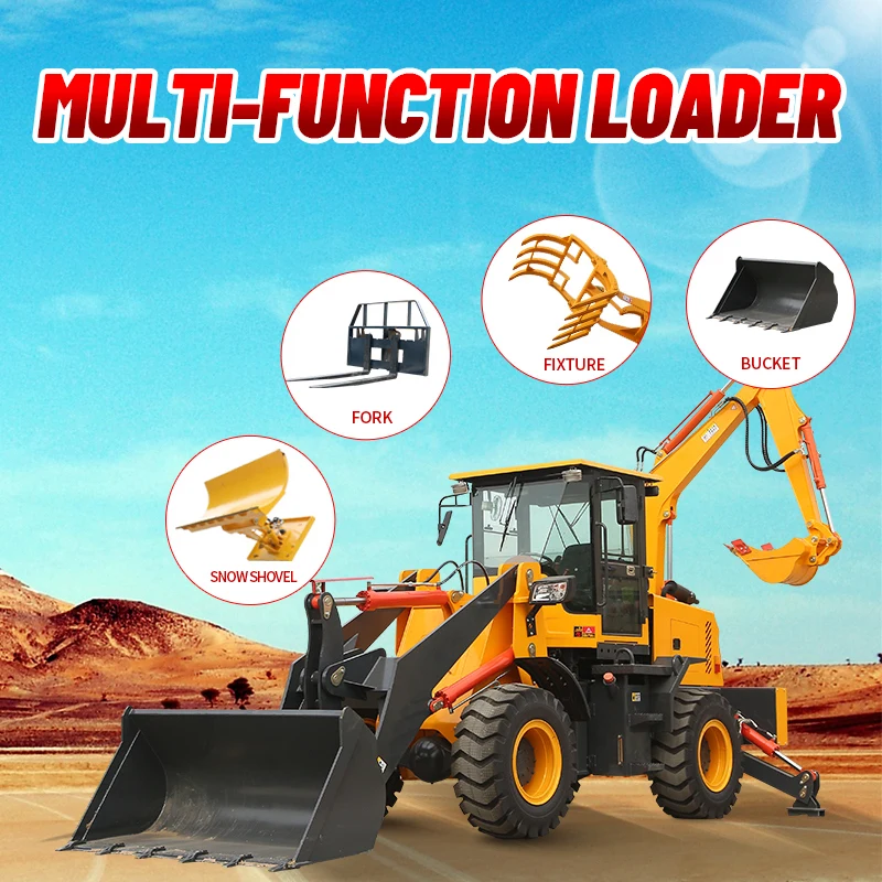 Tractor Loader Backhoe Diesel Hydraulic Cabin A Frame Outriggers Front Loader Digger Construction Farm Equipment