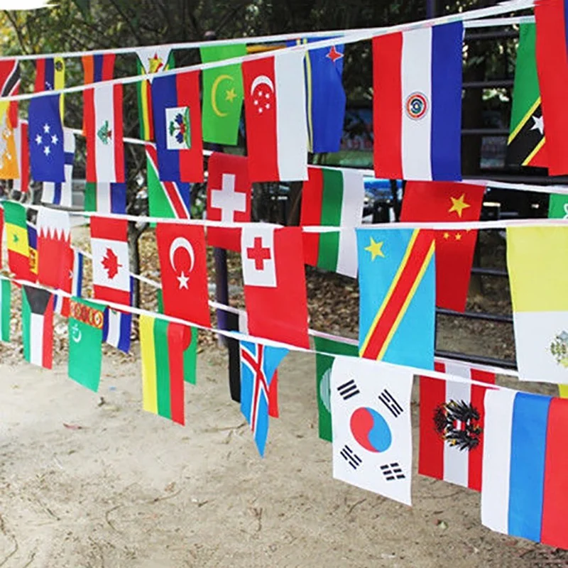 

SKY FLAG 25-65M 14x21cm 20x30cm 100-200 pcs Countries String Flag World Banner Bunting bar home party decoration