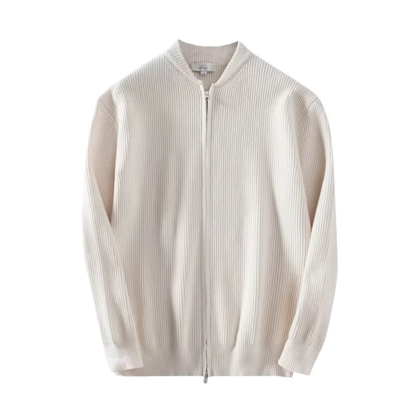 Business Solid Color Knitting Cardigan For Men Autumn Winter New Warm Slim Fit Sweater Jacket Outerwear