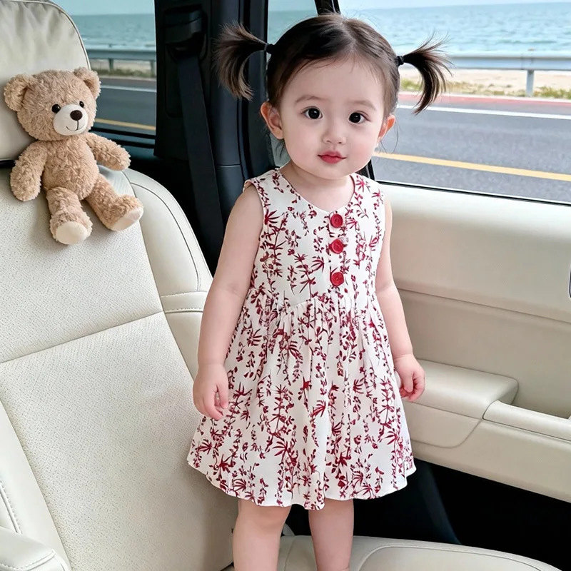 

18M-6T summer children kids girls cotton fashon cute sleeveless dress
