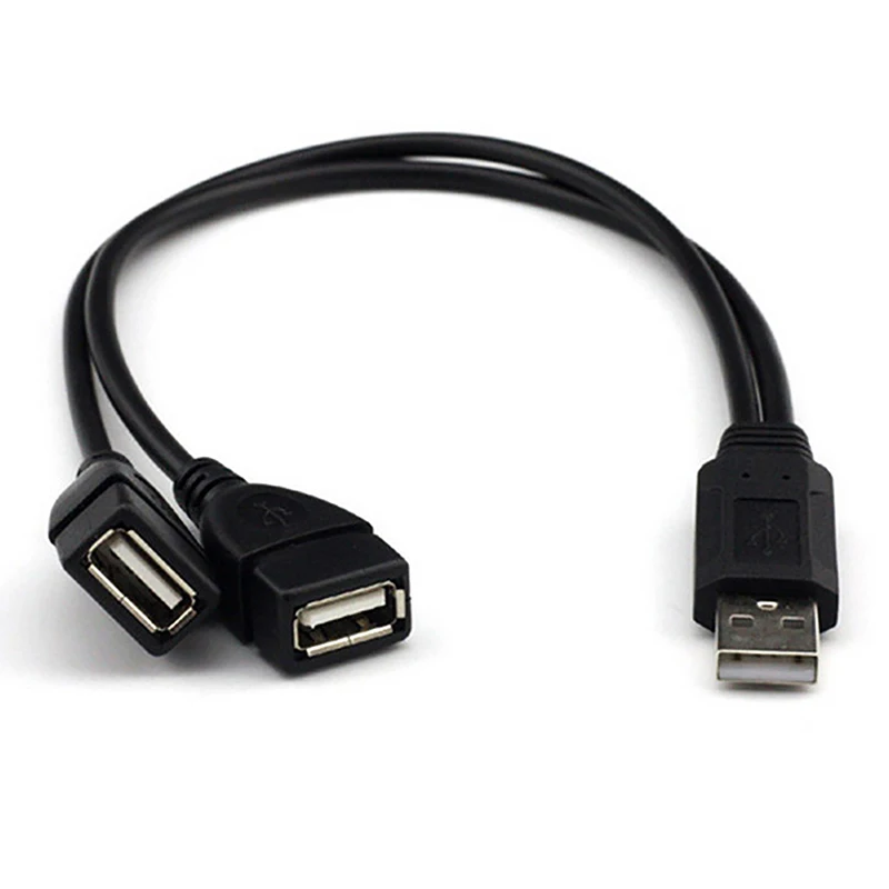 1 ذكر التوصيل إلى 2 أنثى المقبس USB 2.0 تمديد خط كابل بيانات محول الطاقة محول الفاصل USB 2.0 كابل