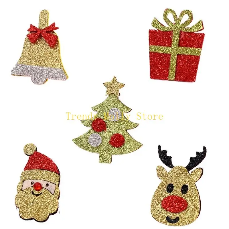 

N5KB Crafts Glitter Christmas for Sticking on HairPins Props Santa Appliques