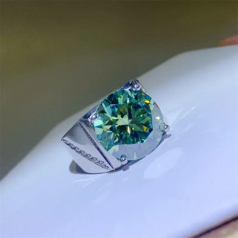 SACEGEMS GRA Certified D Color 5-10ct Moissanite Ring for Men 925 Sterling Silver Wedding Diamond Band Party Luxury Fine Jewelry