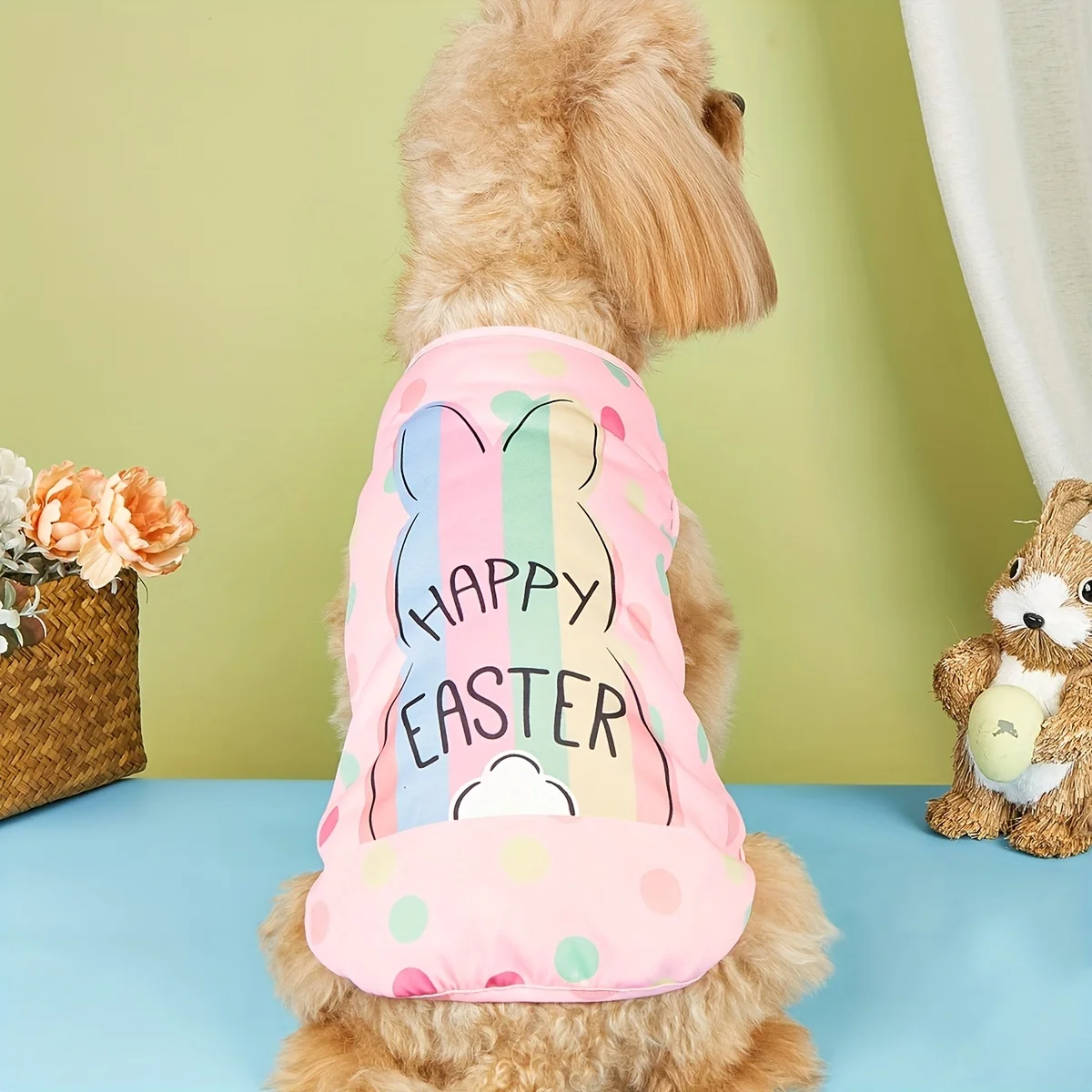 Easter Dog Vest Everyday Dog Hoodie and Holiday Pink Pet T-shirt for Small Dogs and Cats