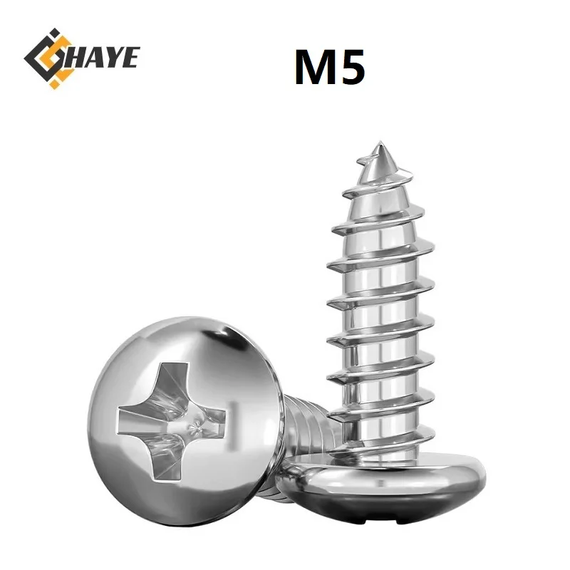 

304 Stainless Steel M5 Pan Head Cross Recessed Self Tapping Screws 8 85 90 100mm Extend Philips Self Tapping Screws