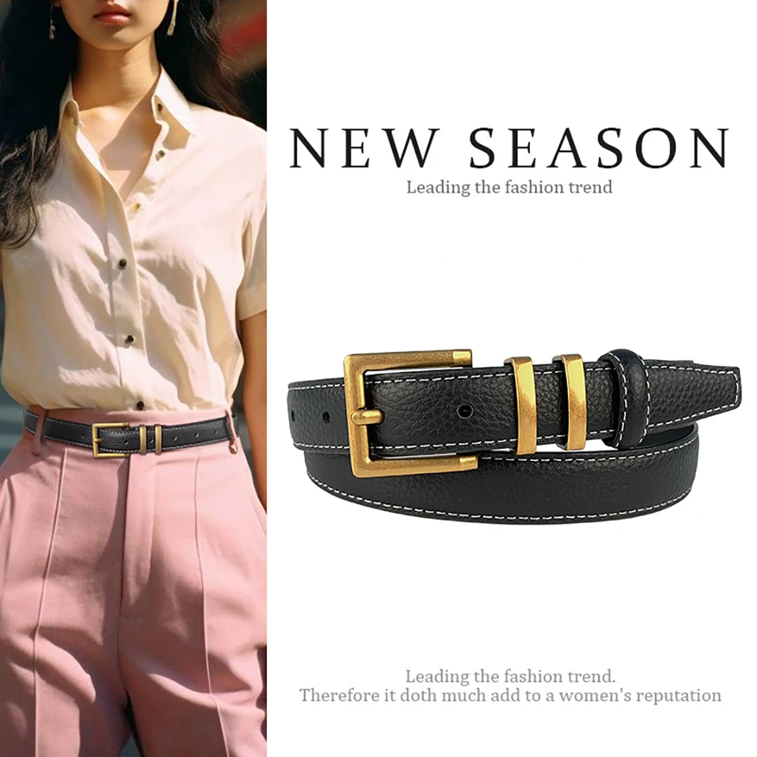 Lady Belt Casual Simple Perforated Women'S Belt Paired With Jeans 'S Belt Leather Belt Casual Pants Waist