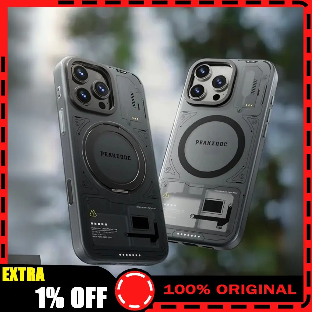 

Peakzooc Cyber Memory Card Phone Case Magnetic Bracket SIM Card/SD/TF/Memory Card Storage Manager for IPhone 15/16 Pro Max Gift