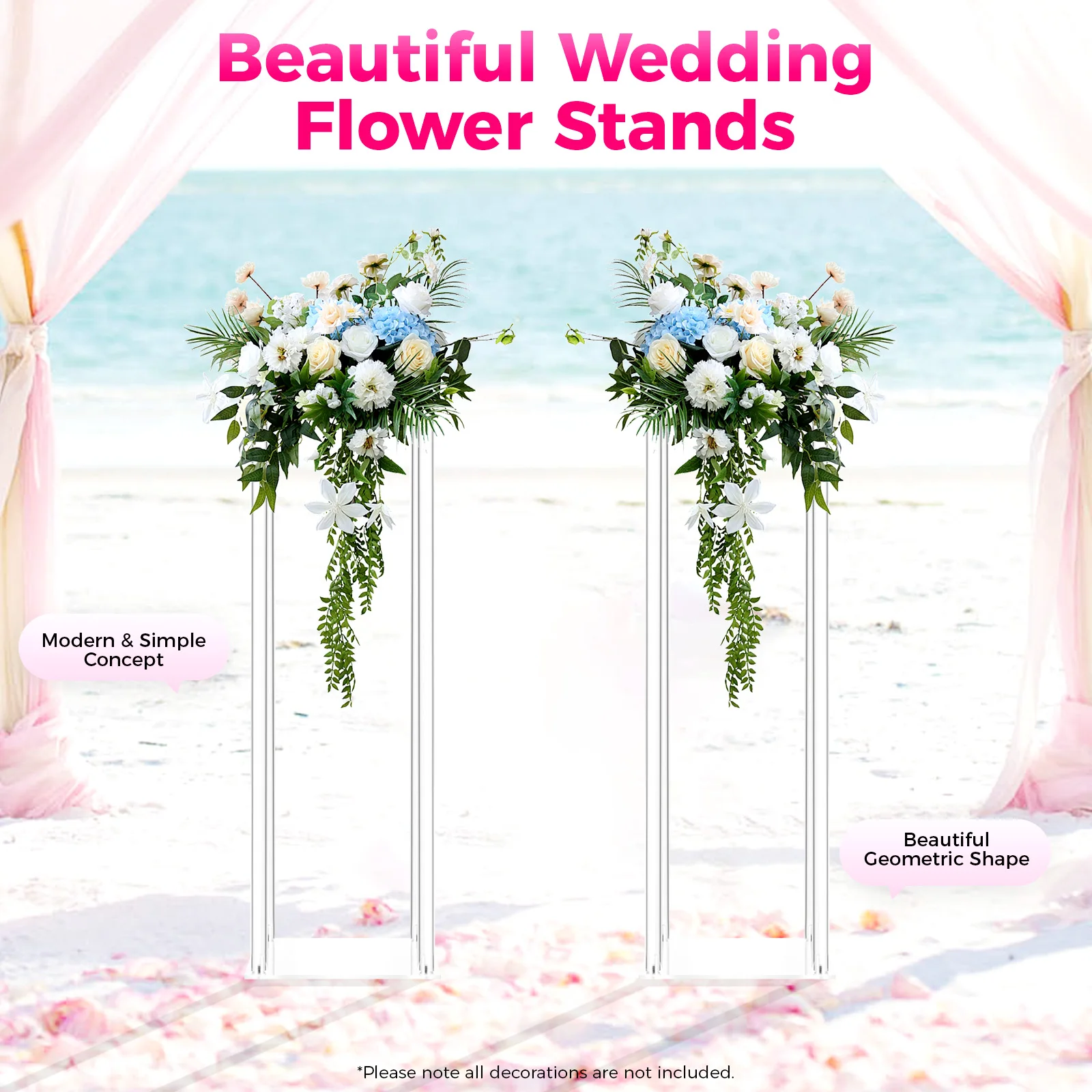 

10-Piece Clear Wedding Flower Stands Premium Acrylic Material, Lathe Drilling Process With 6.61Lbs Load Capacity For Weddings