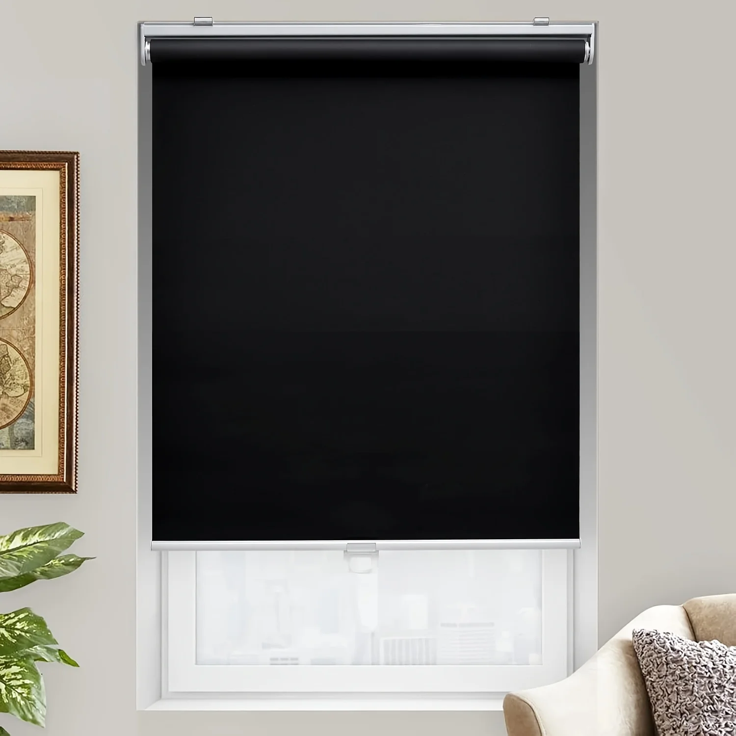 

Wireless Roller Shades, Light-Blocking Shades, Spring-Operated Blackout Shades, UV Shielding Curtains, Ideal for Residential And