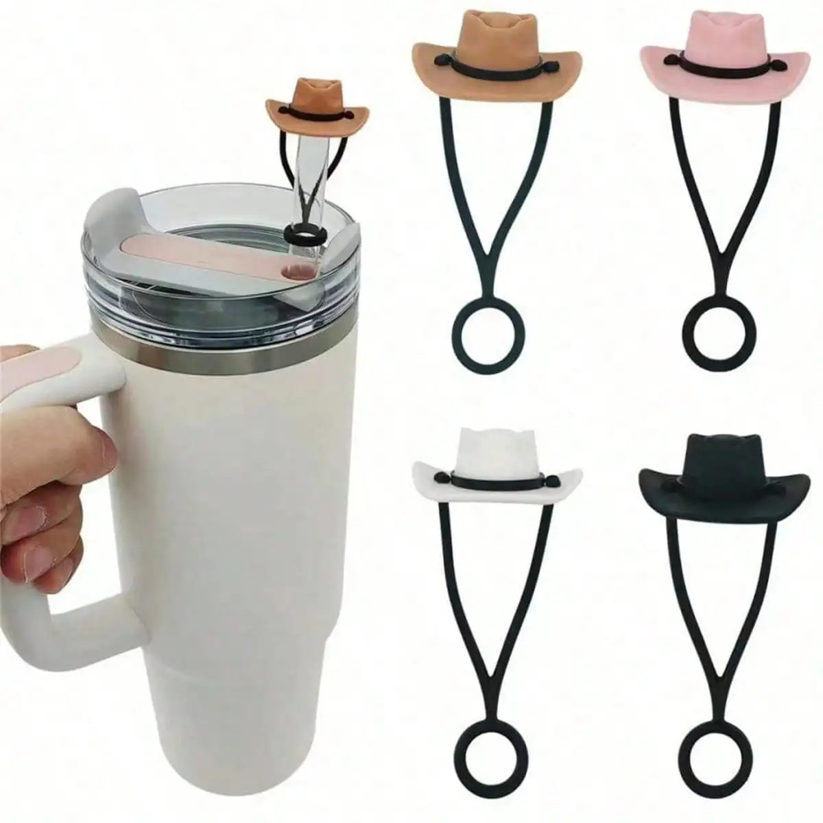 1pcs Cowboy hat straw dust cover silicone straw dust plug suitable for 8-10mm straw cup accessories