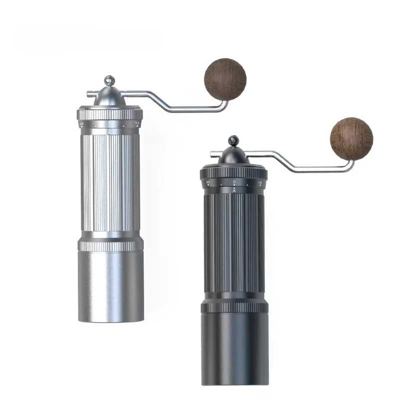 

Кофемолка с деревянной ручкой, портативная ручная кофемолка, кофемашина, алюминиевый корпус, подходит для домашнего использования в отеле