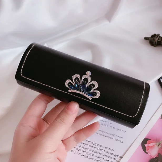 Hot fix Leather Glasses Case For Women Waterproof Hard Frame Eyeglass Case Reading Glasses Box Eyewear Spectacle Cases B2